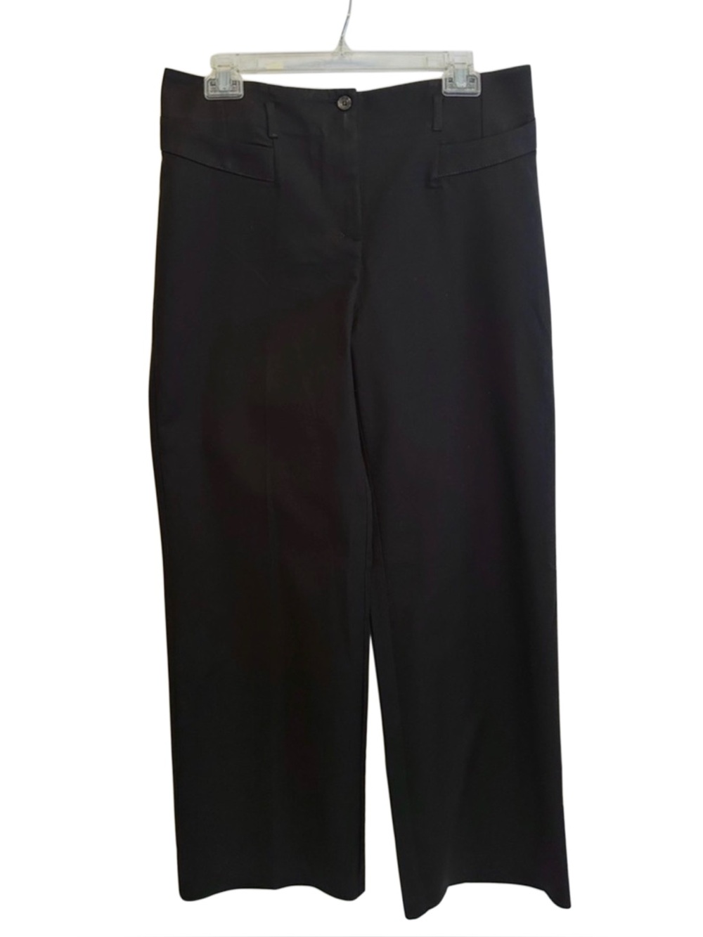 H&M Black Wide Leg Trousers Size 12 NWT High Rise Cotton Stretch